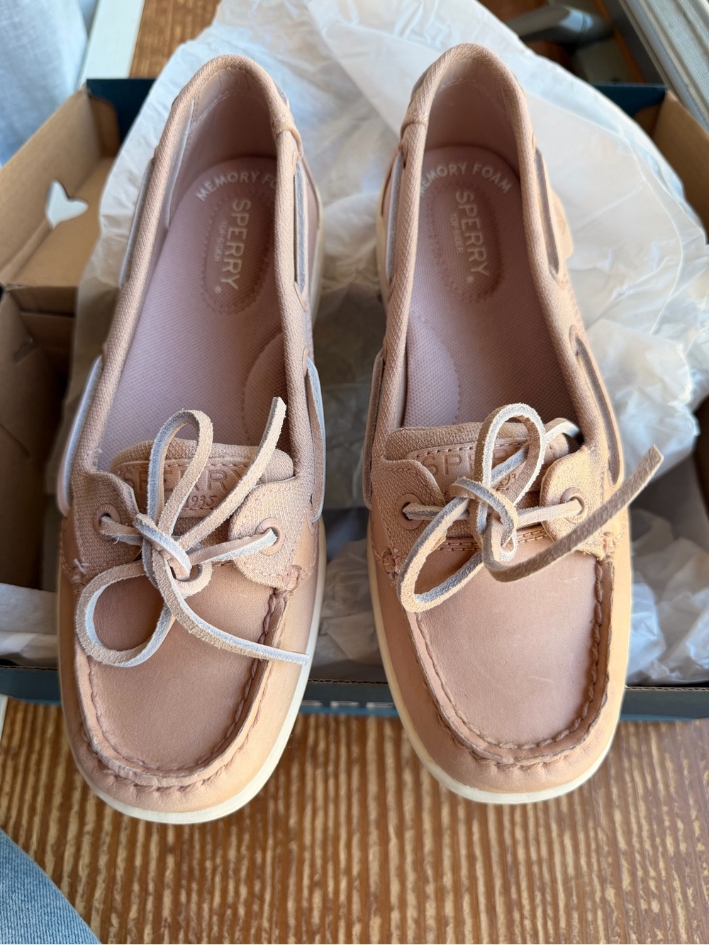 Sperry Women's Blush Leather Boat Shoes with Lace Detail